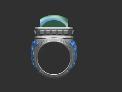 Square curved stone Ring Free 3D model