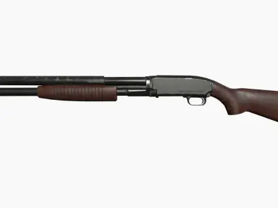 Shotgun Low-poly 3D model 11