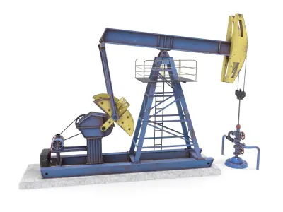 Oil Pumpjack Animated Weathered 1 Low-poly 3D model