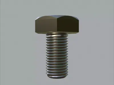 Sand Blasted Hex M3 Bolt Detailed 3D Model 3D model