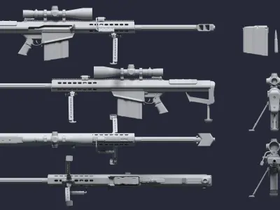 Sniper Rifle Low-poly 3D model 9