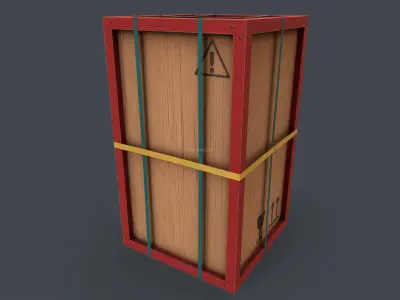 Stylized Wooden Shipping Crate 4K Game-Ready Low-poly 3D model