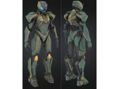 Sci Fi Alien Soldier Low-poly 3D model