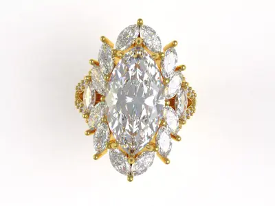 Unique Marquise Engagement Ring 3D print model