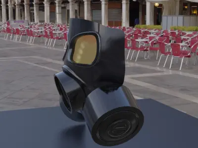 Military Gas Mask Low-poly 3D model