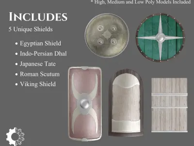 Ancient Collection Weapons Shields 3D Model Pack