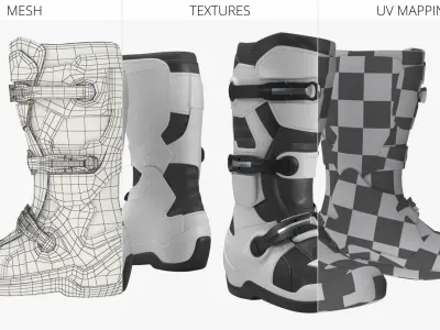 Enduro Motorcycle Boots White Black 