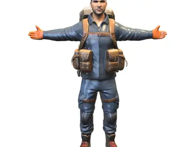 apocalyptic survivor character game reader Low-poly 3D model