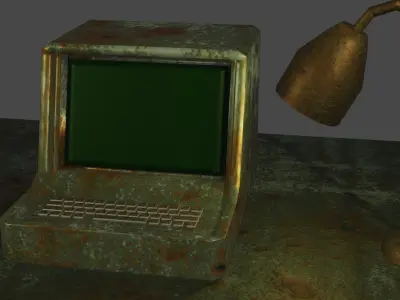 Rusty computer like in fallout Low-poly 3D model