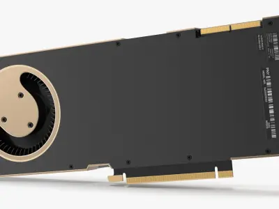 High-End RTX A6000 GDDR6 Graphics Card Gold 3D model
