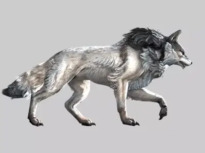 Wolf rigged and animated Low-poly 3D model