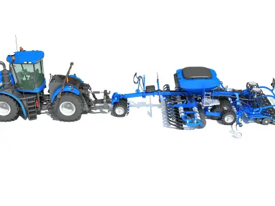 New Holland Tractor with Seed Drill 3D model purchase