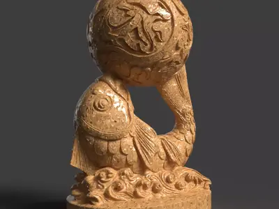 Chinese bamboo fish  Low-poly 3D model