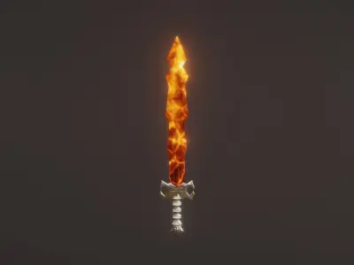 Fantasy Magma Sword - Elemental Sword - Fire Sword Low-poly 3D model