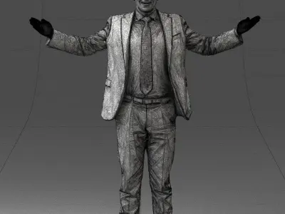 000297 Businessman in Blue Suit with Open Arms 1016 3D model