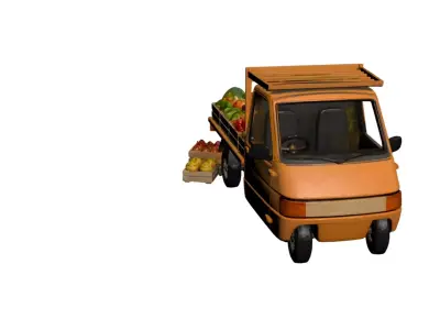 Fruit Delivery Truck 3D Model Market Pickup Cargo Vehicle 3D model