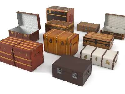 Vintage Trunk Set 3D model