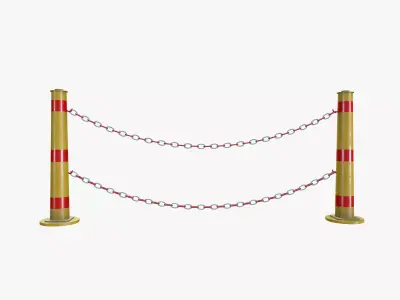 Chain Barricade Low-poly 3D model