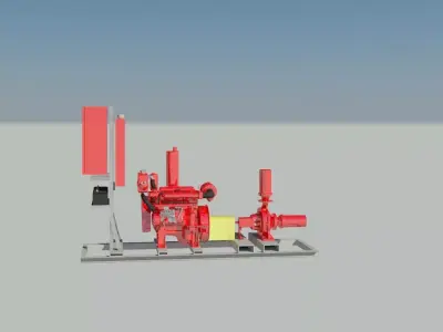 Parametric Diesel Fire Pump Revit MEP Family 3D model