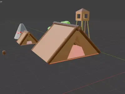 Old Village Low Poly Game Ready Asset Pack Low-poly 3D model