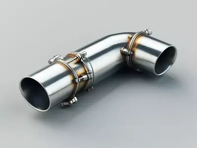 Realistic Metal Exhaust Pipe Section Low-poly 3D model