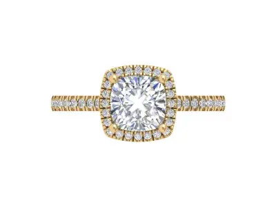 Cushion Solitaire Ring 3D print model