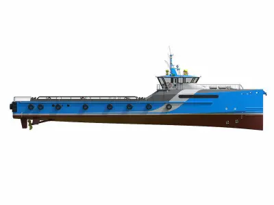 CREW SUPPLIER VESSEL Blue 3D model