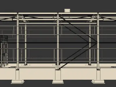 Depot steel structure with scaffolding Low-poly 3D model