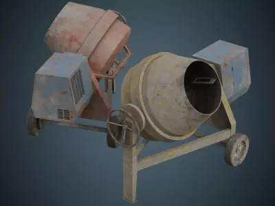Concrete Mixer 2B Low-poly 3D model