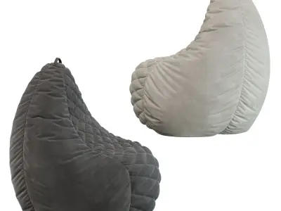 Bean Bag Spain XXL Velvet Yellow 3D model