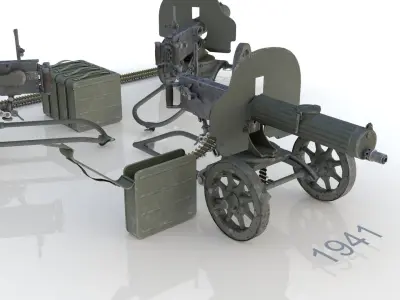 Maxim  machine gun Low-poly 3D model