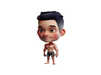 3d rendered cartoon character of a muscular man 3D model