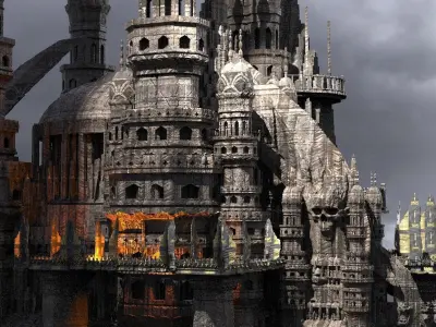 Jinn Temple Towers Kitbash 3D model