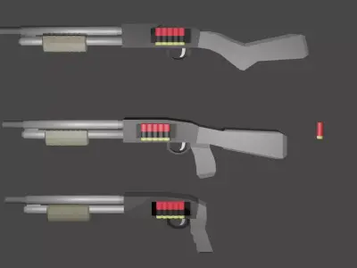 LOW-POLY SHOTGUN MODEL FOR GAME 3D model