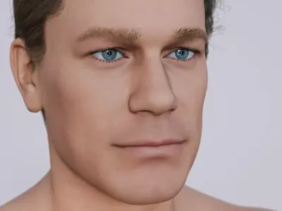 John Cena - American Celebrity Actor WWE - Side Part Hairstyle Low-poly 3D model