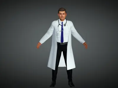 Doctor Realistic  and Rigged Character Game Ready  3D model