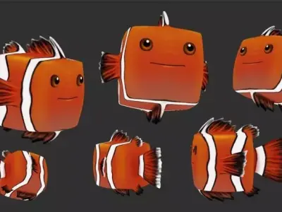 Cubey Fish Pet - Ocellaris clownfish Free low-poly 3D model