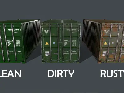 PBR 20 ft Shipping Cargo Container Version 1 - Green Low-poly 3D model