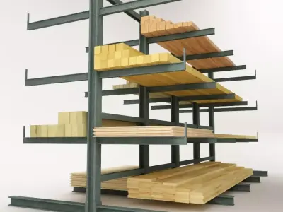Steel Rack Storage System  01 Low-poly 3D model