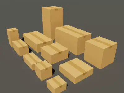 Paper Boxes Low-poly 3D model
