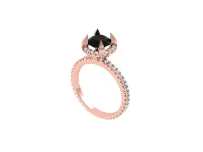 Solitaire Engagement Art Deco Ring 3D print model 44