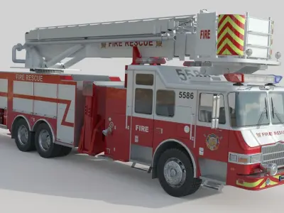 Firefighting Truck with Ladder 3D model