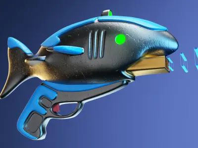 Original cartoon-style pulse gun for games 3D model