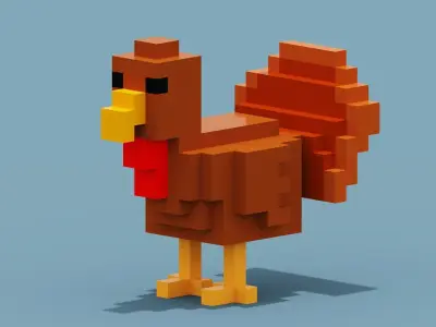 Voxel Turkey Low-poly 3D model