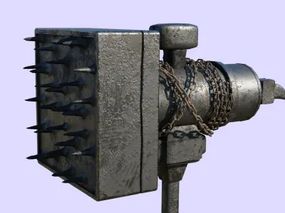  Battle Hammer Metal Version All PBR Textures Included Low-poly 3D model