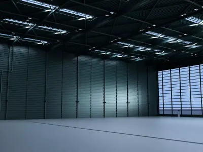 3D model of exhibition hall industrial warehouse 3D model