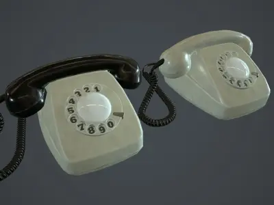 Retro Telephone PBR Game Ready Low-poly 3D model