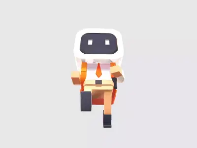 robot with backpack Low-poly 3D model