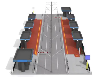 Tramway Station Low-poly 3D model