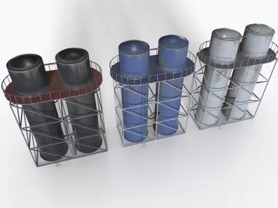 Old and Rusty Water Tanks 2 Low-poly 3D model